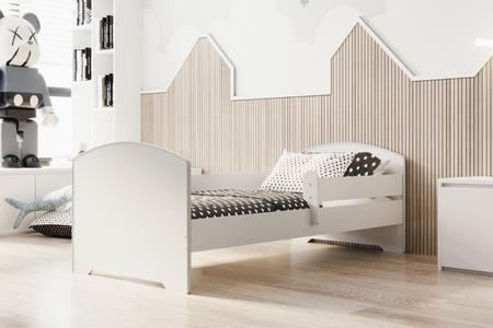 Lit simple LUK 80x160 avec barrière - Blanc