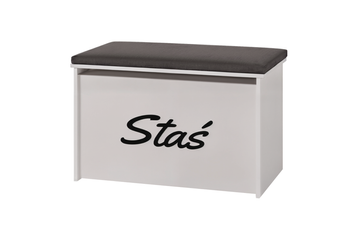 Coffre à jouets DARIA - Blanc avec imprimé, panneau graphite