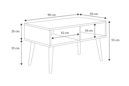 Table basse SANDI de style scandinave avec pieds en bois - Chêne Craft