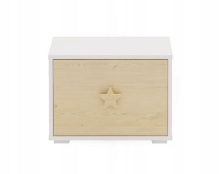 Table de chevet PUFFI avec tiroir - Blanc / Érable