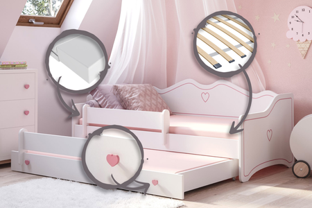 Lit double EMMA II 160x80 - Blanc / Rose