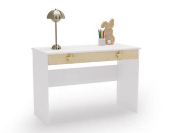 Bureau PUFFI scolaire pour ordinateur portable avec tiroir - Blanc / Érable
