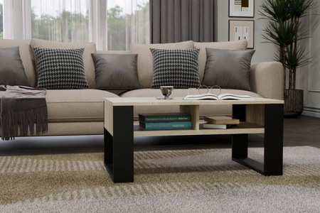 Table basse MODI deux étagères - Chêne Sonoma / Noir