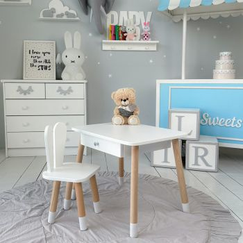 Table enfant avec tiroir et chaise Rabbit - blanc