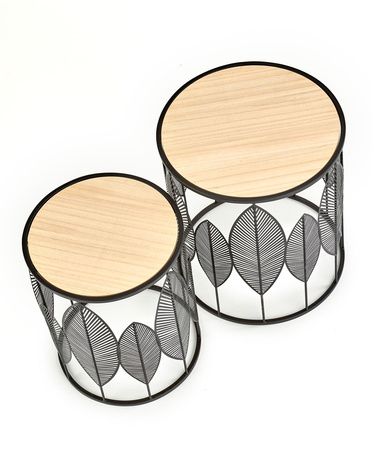 Ensemble de 2 tables basses FLOW – couleur Noir / Naturel