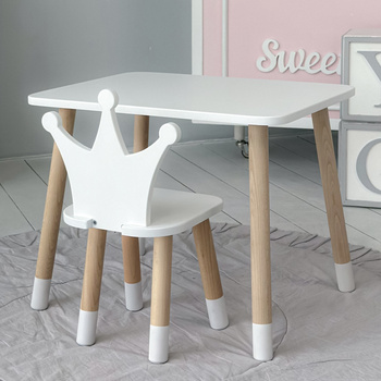 Table et chaise Crown pour enfants - blanc