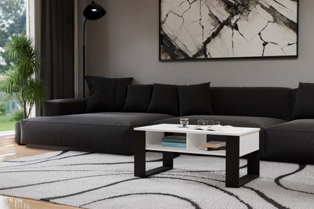 Table basse MODI deux étagères - Blanc / Noir