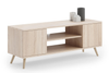 Meuble TV FOCUS 155 cm scandinave, pieds en bois - Chêne Sonoma
