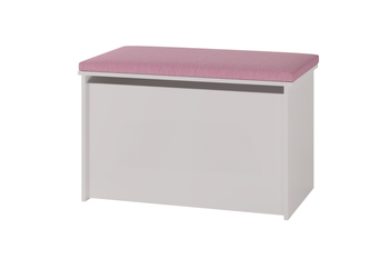 Coffre à jouets DARIA - Blanc, panneau rose
