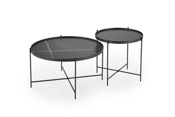 Ensemble de 2 tables JULITA – couleur Marbre Noir / Noir