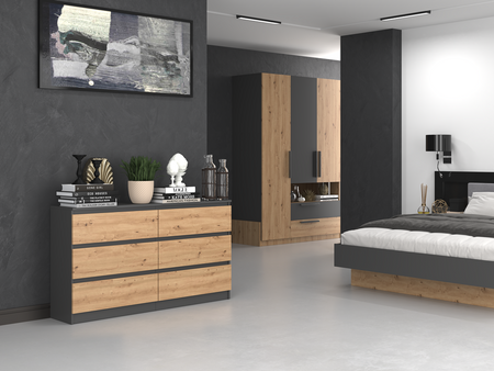 Commode MALMO M6 140cm Dąb artisan / antracyt