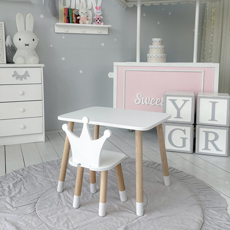 Table et chaise Crown pour enfants - blanc