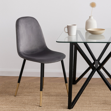 Chaise en velours – couleur Gris cendré