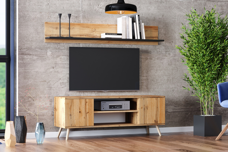 Étagère murale suspendue SHELF 100 cm - Chêne Craft / Noir