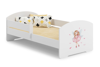 Lit enfant LUK 80x160 avec barrière graphique - Fillette avec des ailes