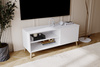 Meuble TV VIVA 110 cm avec pieds en bois - Blanc