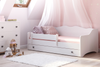 Lit enfant EMMA WHITE 140x70 avec matelas - Blanc / Poignées grises