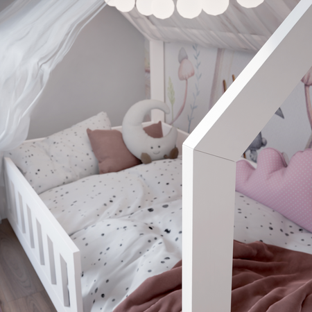 Lit cabane DUBI enfant 160x80 avec matelas - couleur Blanc