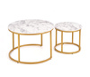 Set of 2 PAOLA Coffee Tables - White Marble / Gold