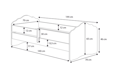 Lit enfant FALA 70x140 barrière matelas - Blanc