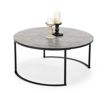 Table basse MAKAO ronde basse – couleur Gris cendré / Noir