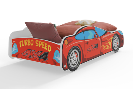 Lit pour enfant de la série AUTO 80x160 graphique matelas - TURBO 4x4
