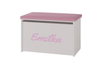 Coffre à jouets DARIA - Blanc avec imprimé, panneau rose