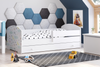 Lit enfant LUK 80x160 avec barrière, tiroir et graphique - Étoiles