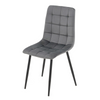 Ensemble de 4 chaises MIRA tapissées en velours matelassé - couleur Grise, pieds Noirs