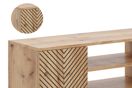 FOCUS 155 cm style loft, pieds en métal, motif chevrons – Chêne Craft