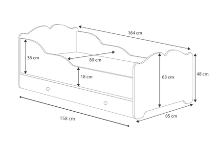 Lit simple ANNA 160x80 avec tiroir - La Princesse Endormie