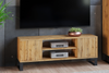 Meuble TV FOCUS 155 cm style loft, pieds en métal - Chêne Craft