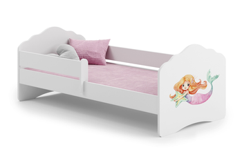 Lit enfant FALA 80x160 avec barrière et graphisme - Sirène