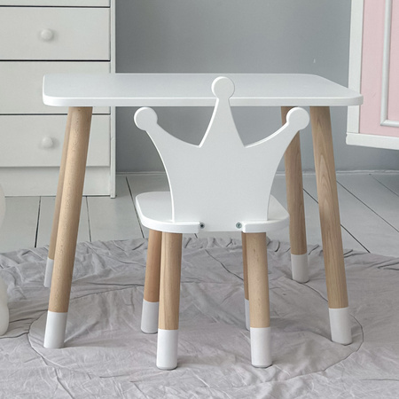 Table et chaise Crown pour enfants - blanc