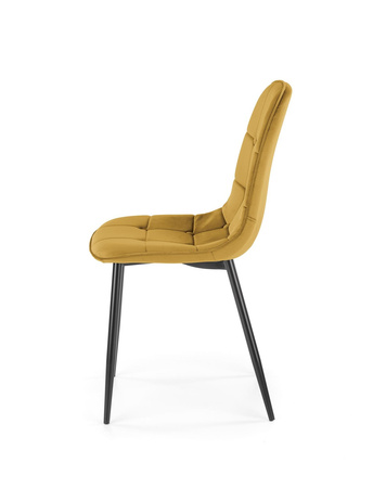 Ensemble de 4 chaises rembourrées en velours – couleur Jaune moutarde