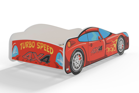 Lit pour enfant de la série AUTO 80x160 graphique matelas - TURBO 4x4
