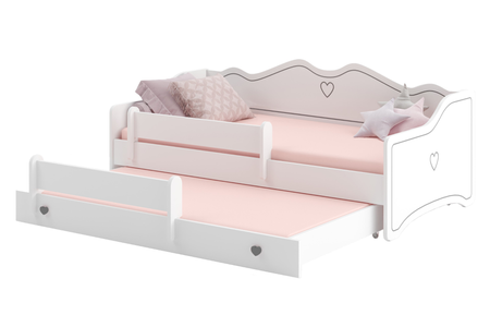 Lit double EMMA II 160x80 - Blanc / Gris