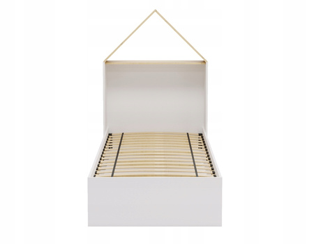 Lit Cabane PUFFI pour enfant avec sommier - Blanc / Érable