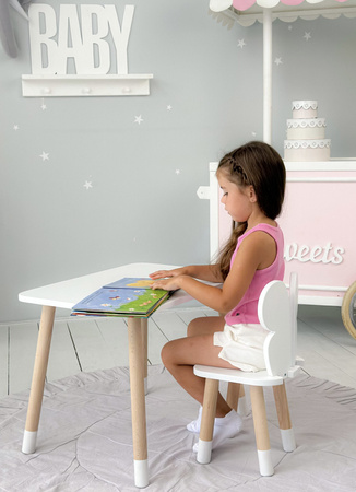 Table enfant avec tiroir et chaise Butterfly - blanc