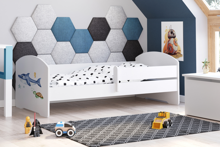 Lit enfant LUK 70x140 avec barrière graphique - Requin