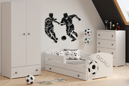Commode EMILY GOAL avec tiroirs poignées ballon de football - Blanc