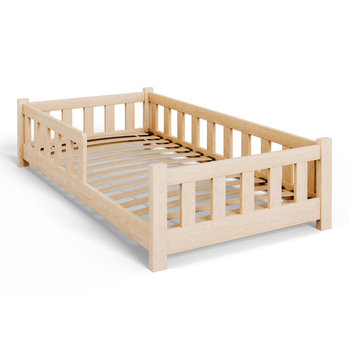 Lit pour enfant PINI 80x160 bas en bois non verni - Naturel