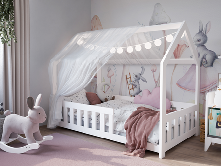 Lit cabane DUBI enfant 160x80 avec matelas - couleur Blanc