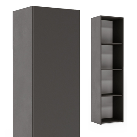 Étagère complète LONI / Armoire une porte avec étagères 160 × 40 cm - Gris