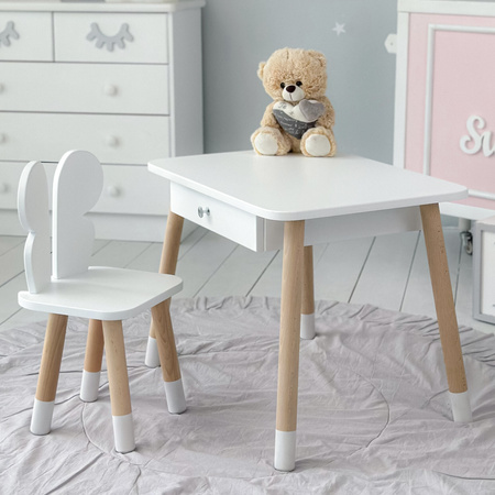 Table enfant avec tiroir et chaise Butterfly - blanc