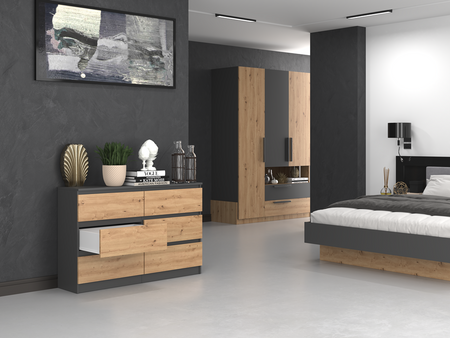 Komoda MALMO M6 120cm Dąb artisan / antracyt