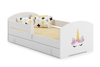 Lit enfant LUK 70x140 avec barrière, tiroir et graphique - Licorne