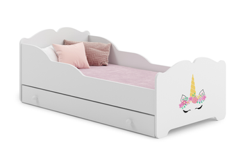 Lit simple pour enfant ANNA 70x140 avec tiroir - Licorne