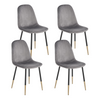 Ensemble de 4 chaises rembourrées en velours – couleur Gris cendré