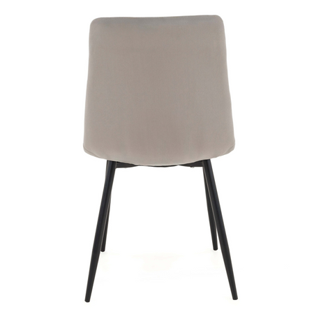 Ensemble de 4 chaises MIRA tapissées en velours matelassé - couleur Beige, pieds Noirs